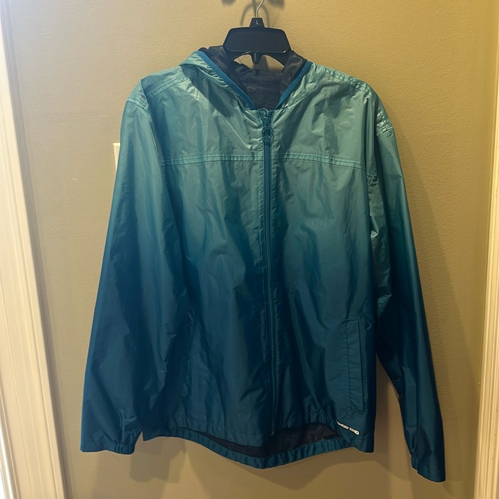 EUC Ombre Teal Aqua Lands End Windbreaker Jacket No tag but fits like Sz L